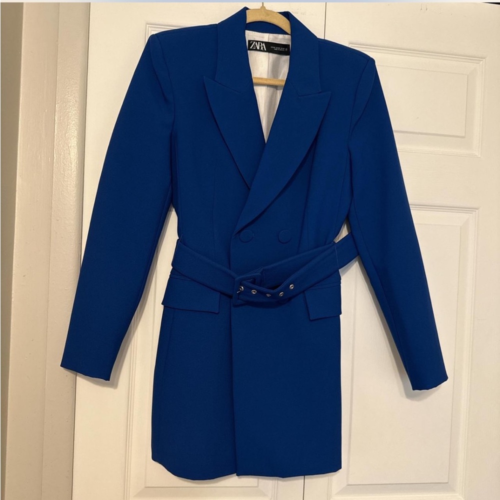 Zara Women's Royal Blue Belted Blazer Dress